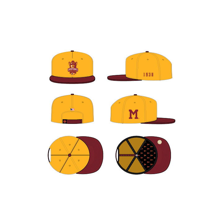 INDIOS DE MAYAGÜEZ x DLAB YELLOW SNAPBACK BURGUNDY BRIM CHAMPIONSHIP EDITION