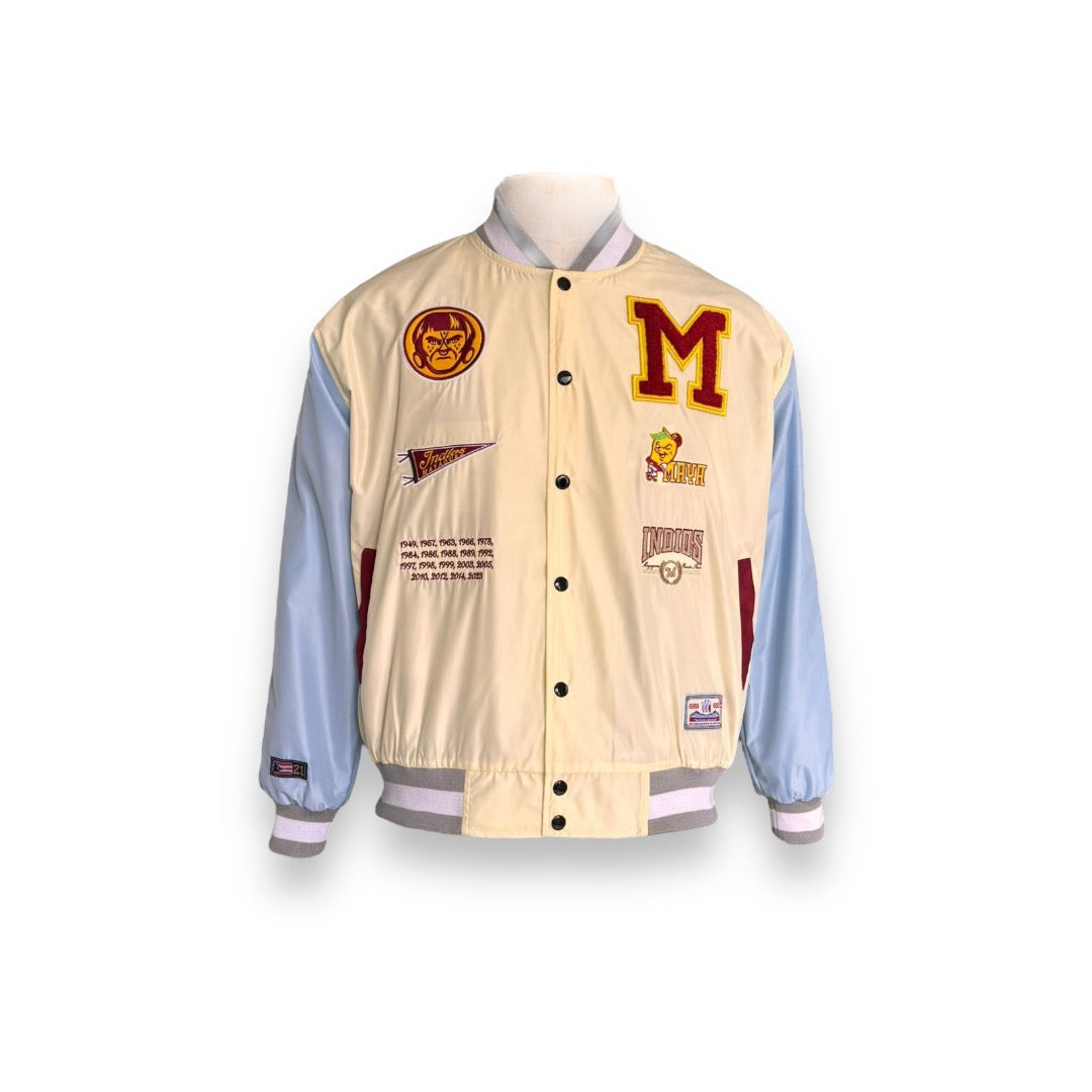 INDIOS x DLAB Cream/Sky Blue Bomber Varsity Jacket 2.0