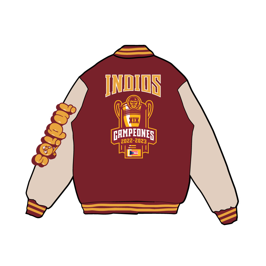 INDIOS Burgundy Bomber Varsity Jacket