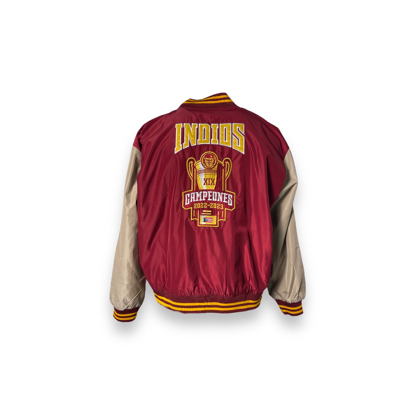 INDIOS Burgundy Bomber Varsity Jacket