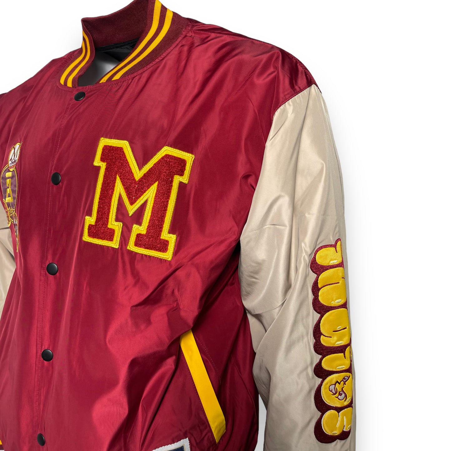 INDIOS Burgundy Bomber Varsity Jacket