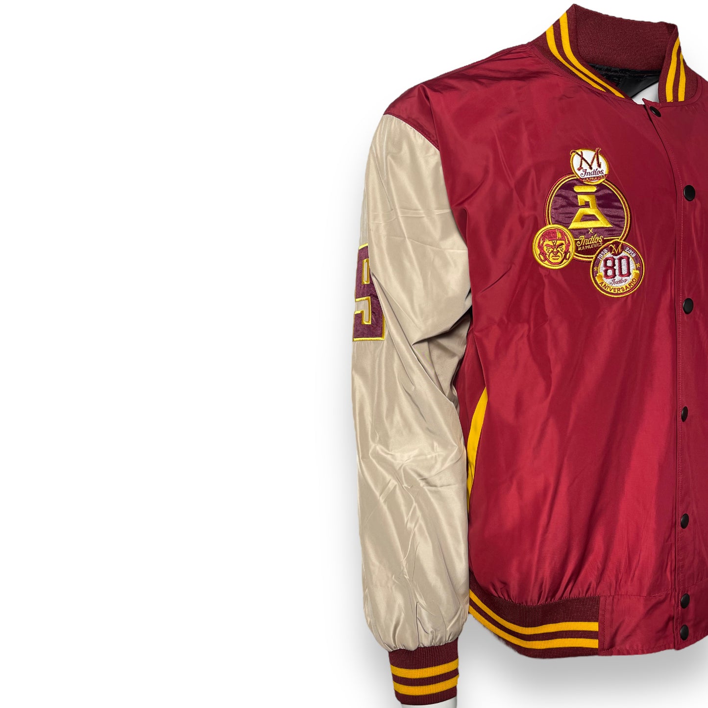 INDIOS Burgundy Bomber Varsity Jacket