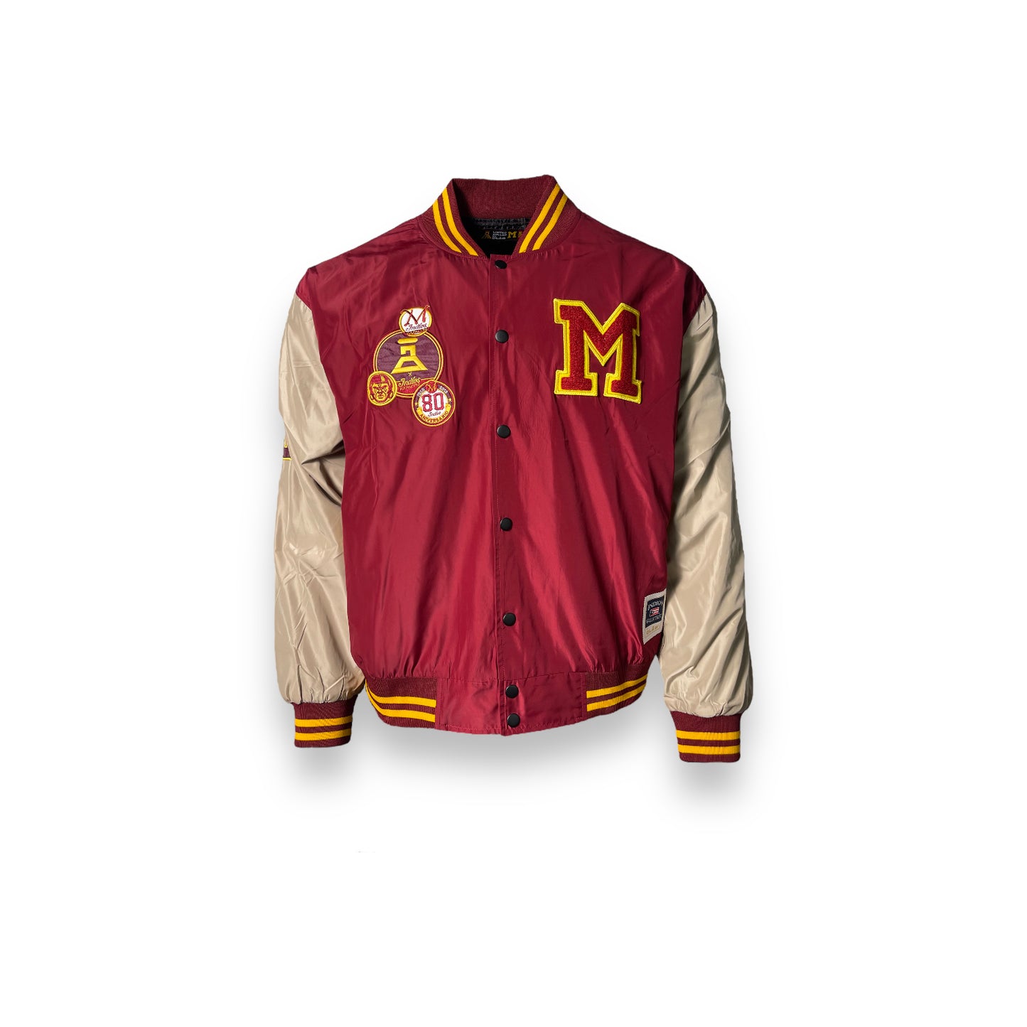 INDIOS Burgundy Bomber Varsity Jacket